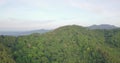 Drone shot of lush greened mountains with trees