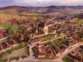 Drone shot of a medieval fortified church