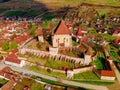 Drone shot of a medieval fortified church