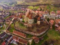 Drone shot of a medieval fortified church