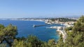 Drone shot of the Mont Boron park on the coast of a sea in Nice, France Royalty Free Stock Photo