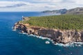 Drone shot of the lighthouse of punta des moscarter.