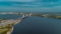 Drone shot of the Nyerere bridge connecting Dar es Salaam, Tanzania Royalty Free Stock Photo