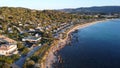 Drone shot of the rocky coast of the Bordighera, Italy