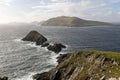 Drone shot of rocky coast of the Dingle peninsula in the Dunmore Head, Ireland Royalty Free Stock Photo