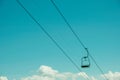 Drone shot of a ropeway near the Brigels Breil Mountains in Grisons, Surselva, Switzerland Royalty Free Stock Photo