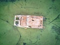 Aearial shot sailboat wreckage