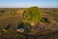 Drone shot of a trip to an old baobab tree in Botswana