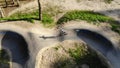 Boy riding a bicycle on a pumptrack