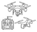 Drone silhouette icons set.