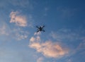 Drone in the sky during sunrise Royalty Free Stock Photo