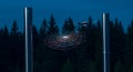 Drone and Spiderweb Night Photography: A Technological marvel in the Forest Royalty Free Stock Photo