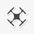 Drone sticker, Silhouette quadrocopter a top view icon, simple vector icon