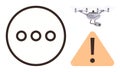 Drone Surveillance Alert with Warning Sign and Ellipsis Symbol Royalty Free Stock Photo