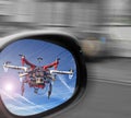 Drone surveillance in mirror