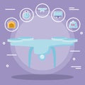 drone tech with delivery service icons