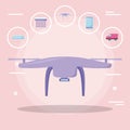 drone tech with delivery service icons