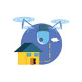 Drone technology flying with house