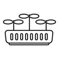 Drone with three propellers standing on charging station icon