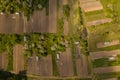 Drone top down view of personal gardens and greenhouses Royalty Free Stock Photo