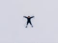 Top view snow angel man in december Royalty Free Stock Photo