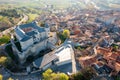 Drone townscape of Simancas with view of castle