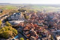 Drone townscape of Simancas with view of castle