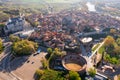 Drone townscape of Simancas with view of castle