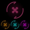 drone turn color neon set. Simple thin line, outline vector of drones icons for ui and ux, website or mobile application