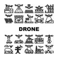 drone use technology icons set vector