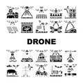 drone use technology icons set vector