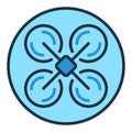 Drone vector Multirotor colored round icon. Quadcopter symbol