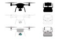 Drone - vector silhouette illustration isolated on white background
