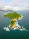 Drone vertical view of the south side of the island of La Roqueta