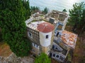 Drone view of abandoned mansion Dacha Kvitko, Sochi, Russia Royalty Free Stock Photo