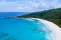 Drone view from above at Anse Lazio beach Praslin Island Seychelles Royalty Free Stock Photo