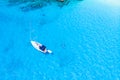 Drone view from above at Anse Lazio beach Praslin Island Seychelles Royalty Free Stock Photo