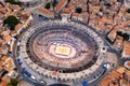 Drone view of the ancient Roman amphitheater in Arles Royalty Free Stock Photo