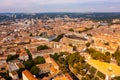 Drone view of ancient Roman amphitheatre Arena of Nimes, France Royalty Free Stock Photo