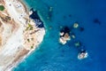 Drone view of Aphrodite`s rock Petra tou Romiou, Cyprus Royalty Free Stock Photo