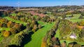 Drone view of autumn golf course in Germany. Royalty Free Stock Photo