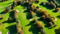 Drone view of autumn golf course in Germany. Royalty Free Stock Photo