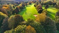 Drone view of autumn golf course in Germany. Royalty Free Stock Photo