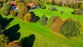 Drone view of autumn golf course in Germany. Royalty Free Stock Photo