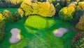 Drone view of autumn golf course in Germany. Royalty Free Stock Photo