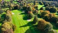 Drone view of autumn golf course in Germany. Royalty Free Stock Photo