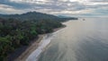 Drone view of beautiful jungle caribbean beach with nice surf close to Playa Cocles and Puerto Viejo in Costa rica. View towards Royalty Free Stock Photo