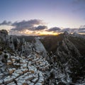 drone view of Castelmezzano at sunrise in winter Royalty Free Stock Photo