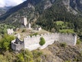 Drone view at the castle of Graines on Aosta valley, Italy
