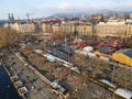 Drone view at the center of Zurich on Switzerland